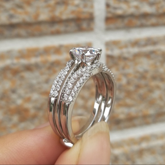 2ct Lab Simulated Diamond Ring Set - Picture 9 of 10